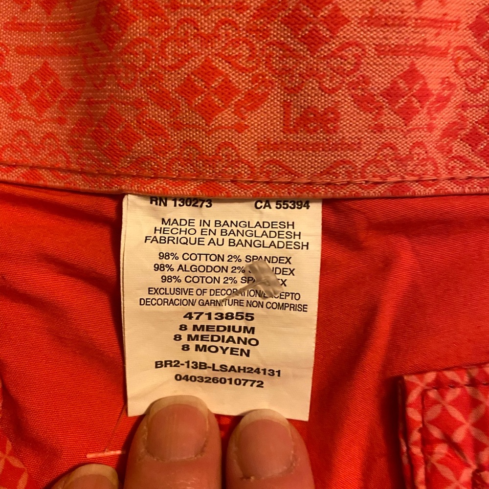 Lee Coral Walking Short 8 Medium